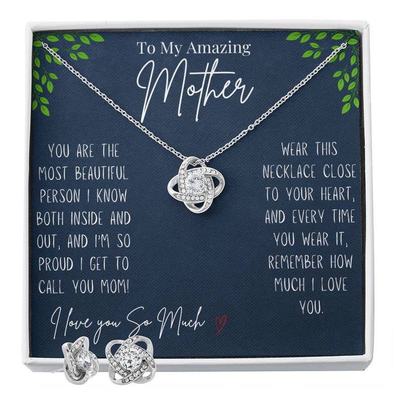 To My Amazing Mother- You are Beautiful and Loved- Necklace and Earring Set