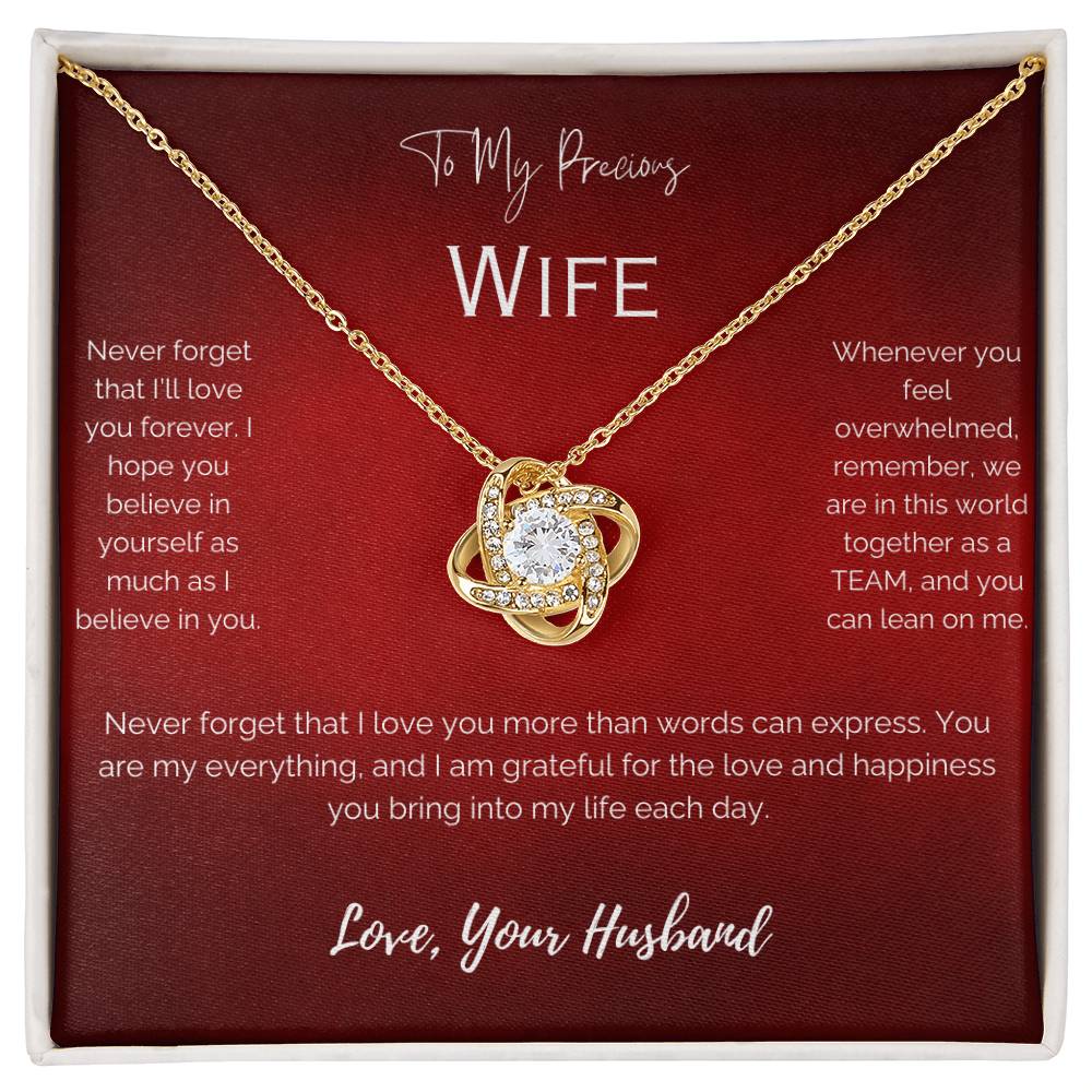 Precious Wife Love and Support Necklace- Gift from Husband