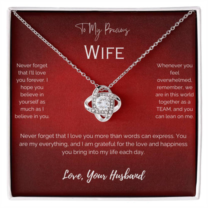 Precious Wife Love and Support Necklace- Gift from Husband