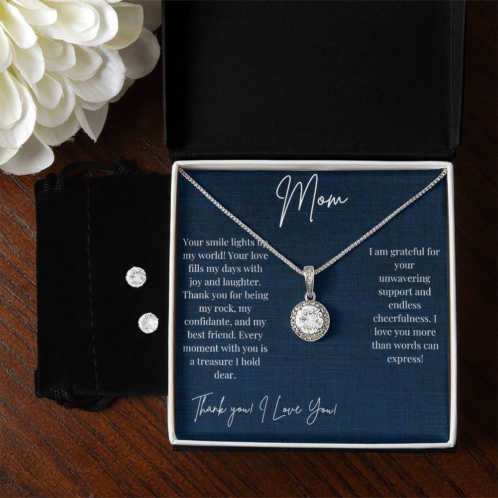 Mom- Your Smile Lights Up The Room Necklace and Earring Set