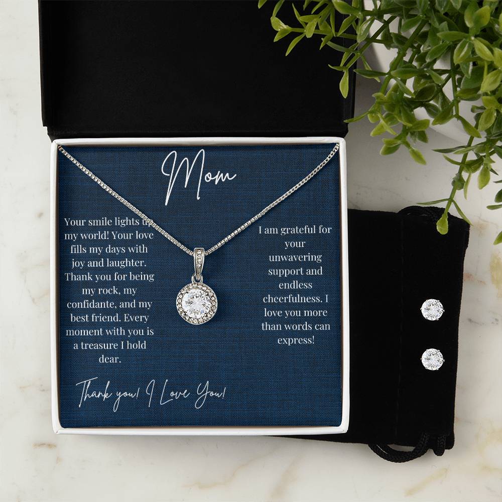 Mom- Your Smile Lights Up The Room Necklace and Earring Set