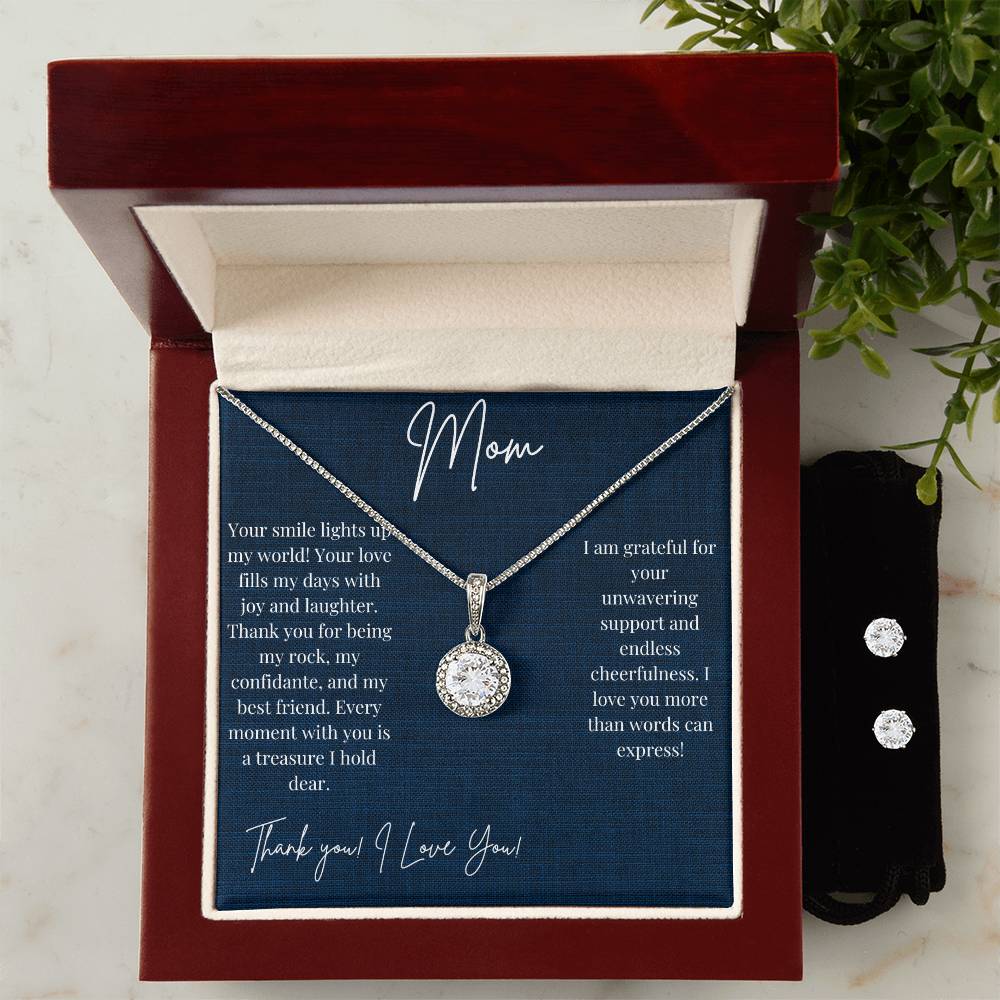 Mom- Your Smile Lights Up The Room Necklace and Earring Set