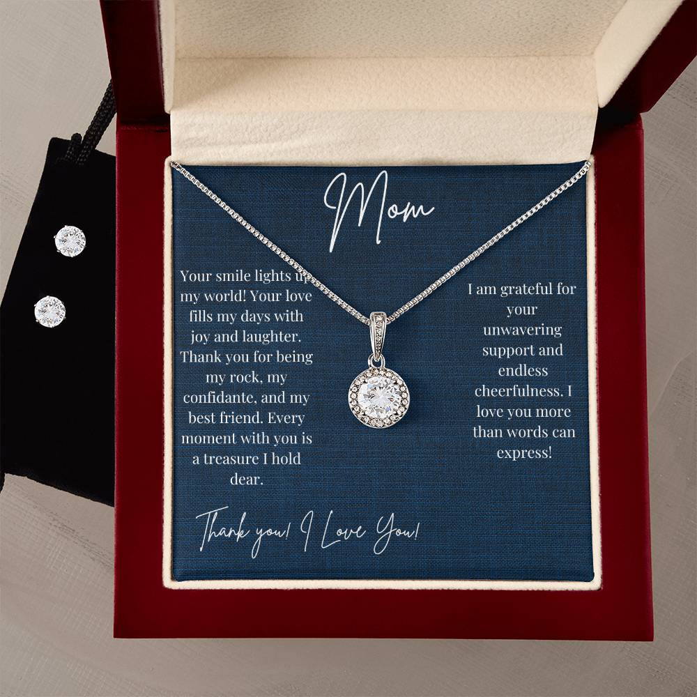 Mom- Your Smile Lights Up The Room Necklace and Earring Set