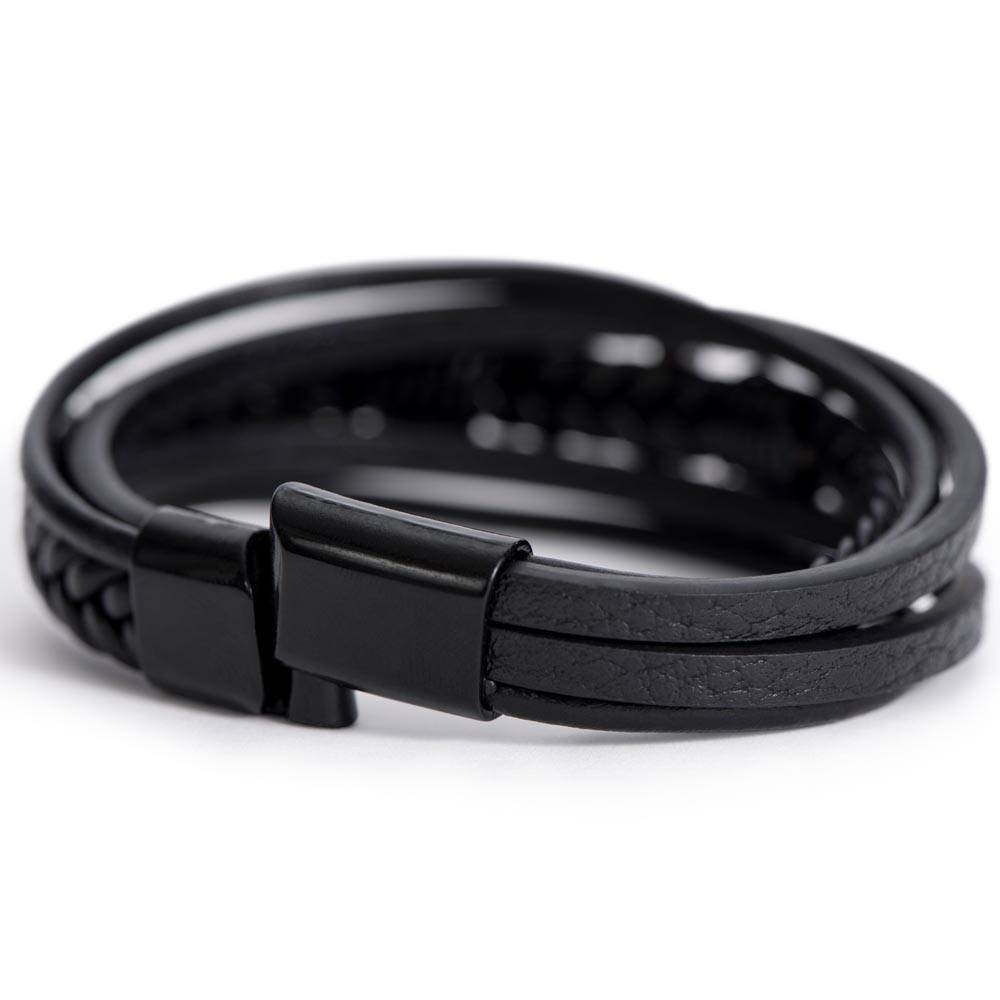 Happy Easter Dear Friend- Men's Cross Vegan Leather Bracelet and Message