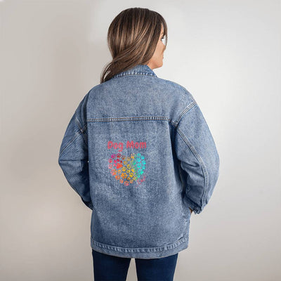 Dog Mom Heart Paws Denim Jacket