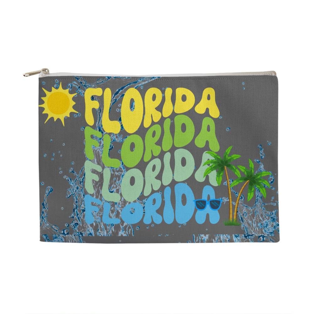 Florida Large Zippered Pouch- Get ready for the beach with this Florida-Themed Easy to use Pouch