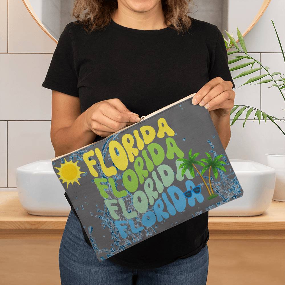 Florida Large Zippered Pouch- Get ready for the beach with this Florida-Themed Easy to use Pouch