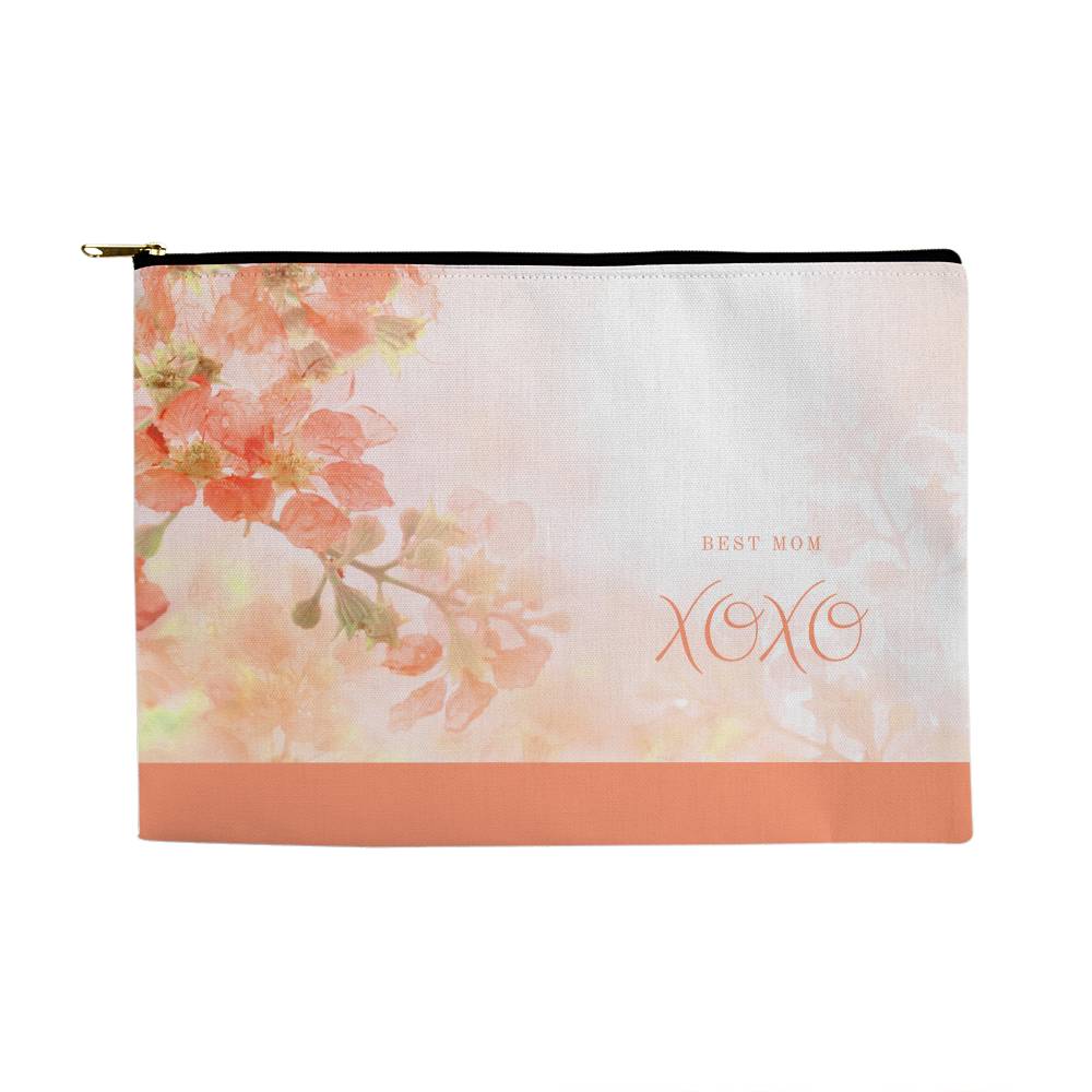 Peachy Floral large zipper pouch for the Best Mom xoxo