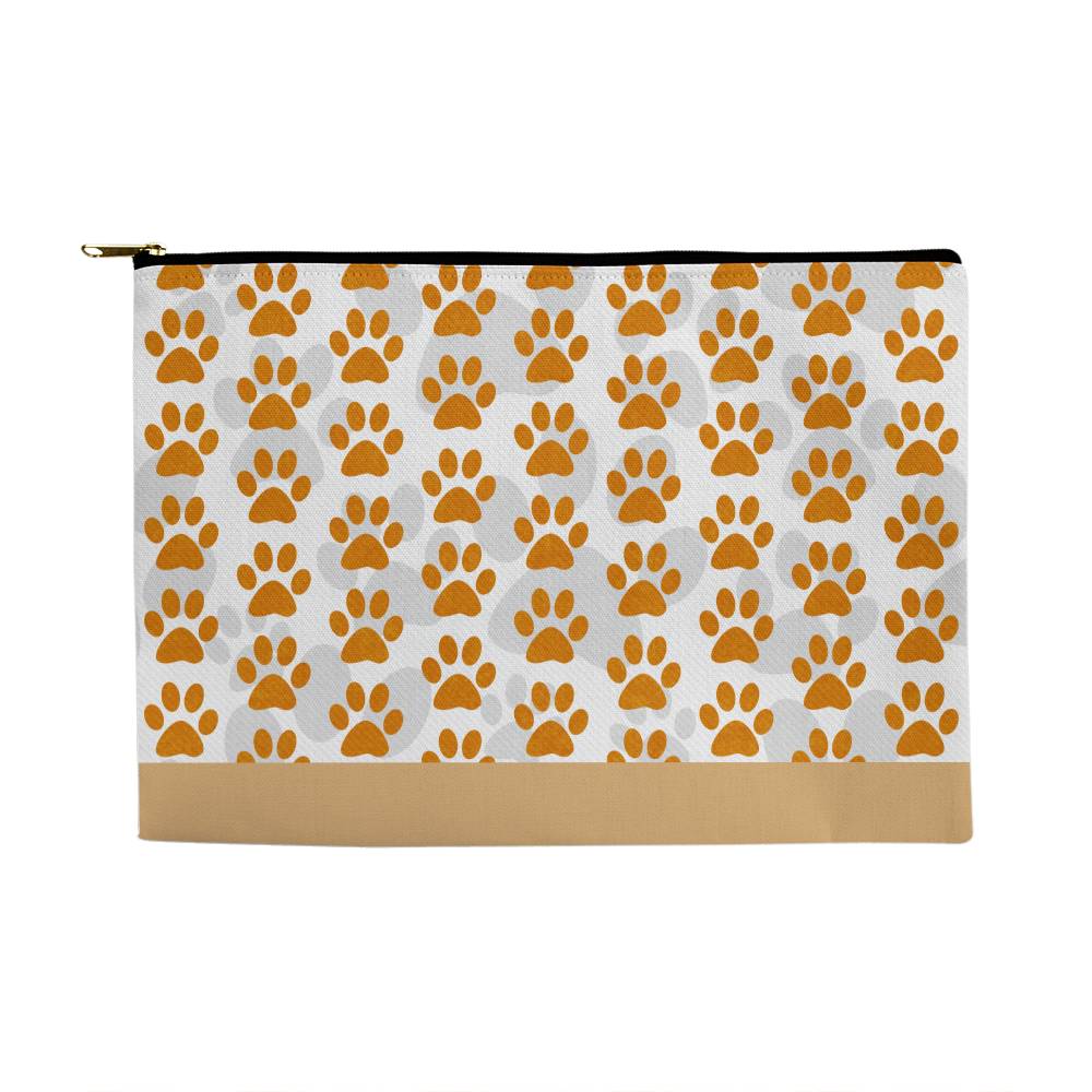 Large Zipper Pouch- Dog Print in Neutrals