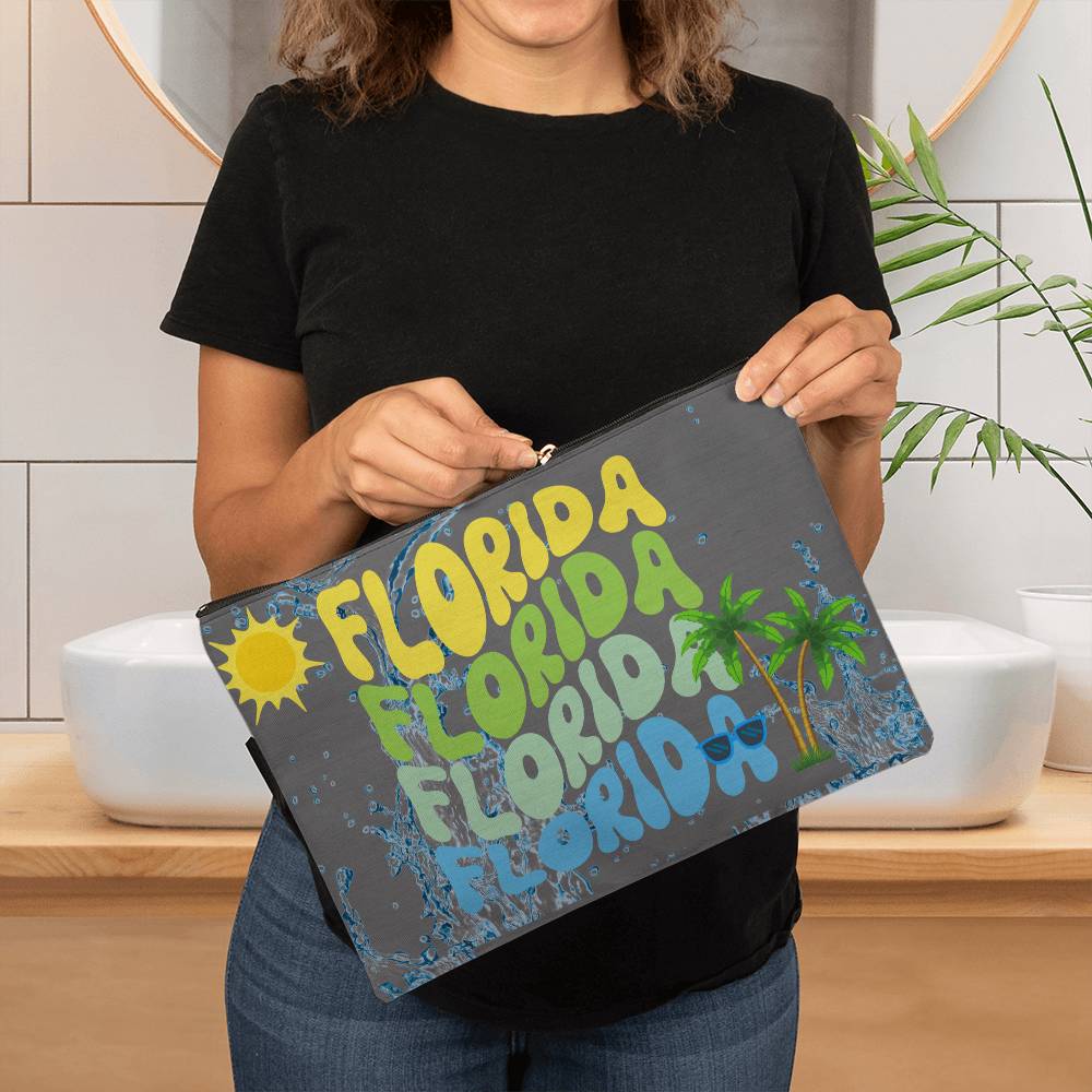 Florida Large Zippered Pouch- Get ready for the beach with this Florida-Themed Easy to use Pouch