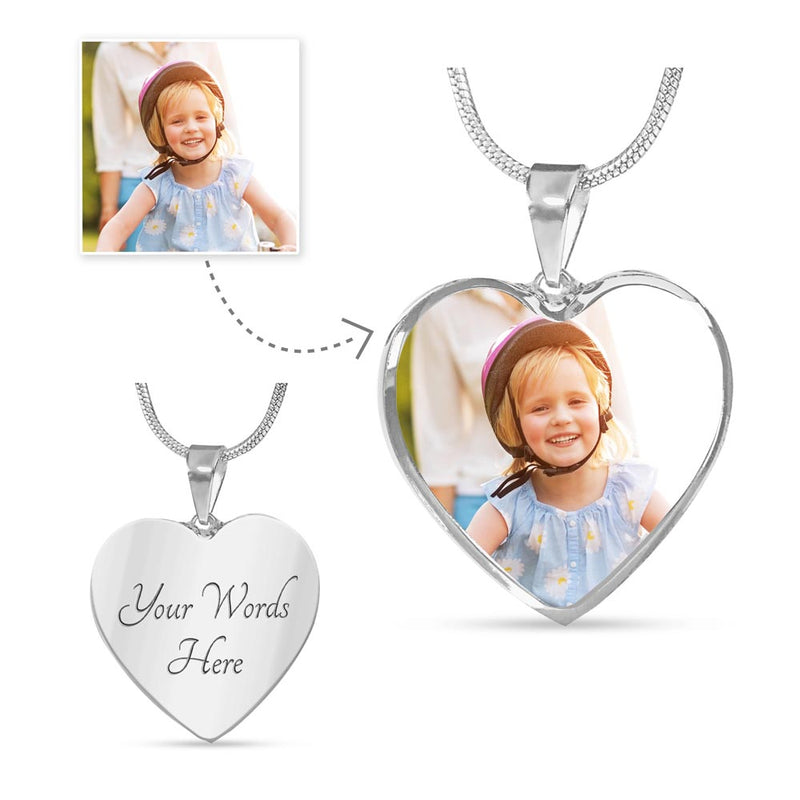 Heart Necklace- Personalize with Custom Engraving AND a Photo