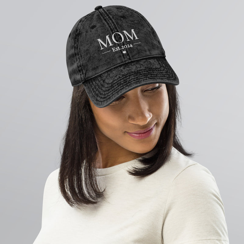 MOM- Est 2024,  Vintage Cotton Twill Cap