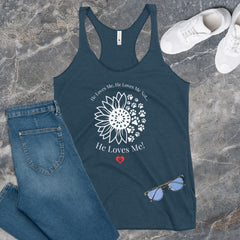 He Loves Me! Dog Print LIGHT -  Women's Racerback Tank