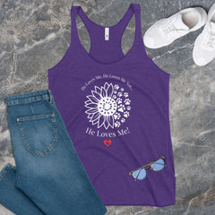 He Loves Me! Dog Print LIGHT -  Women's Racerback Tank